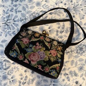 Vintage Floral Tapestry Mini Bag with Multicolor Embroidery